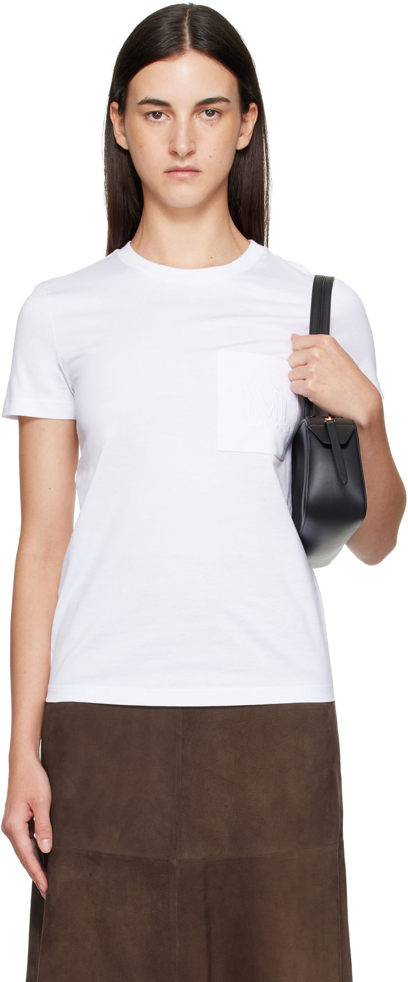 Футболка Max Mara Max Mara Papaia Pocket T-Shirt білий | 2511941032600