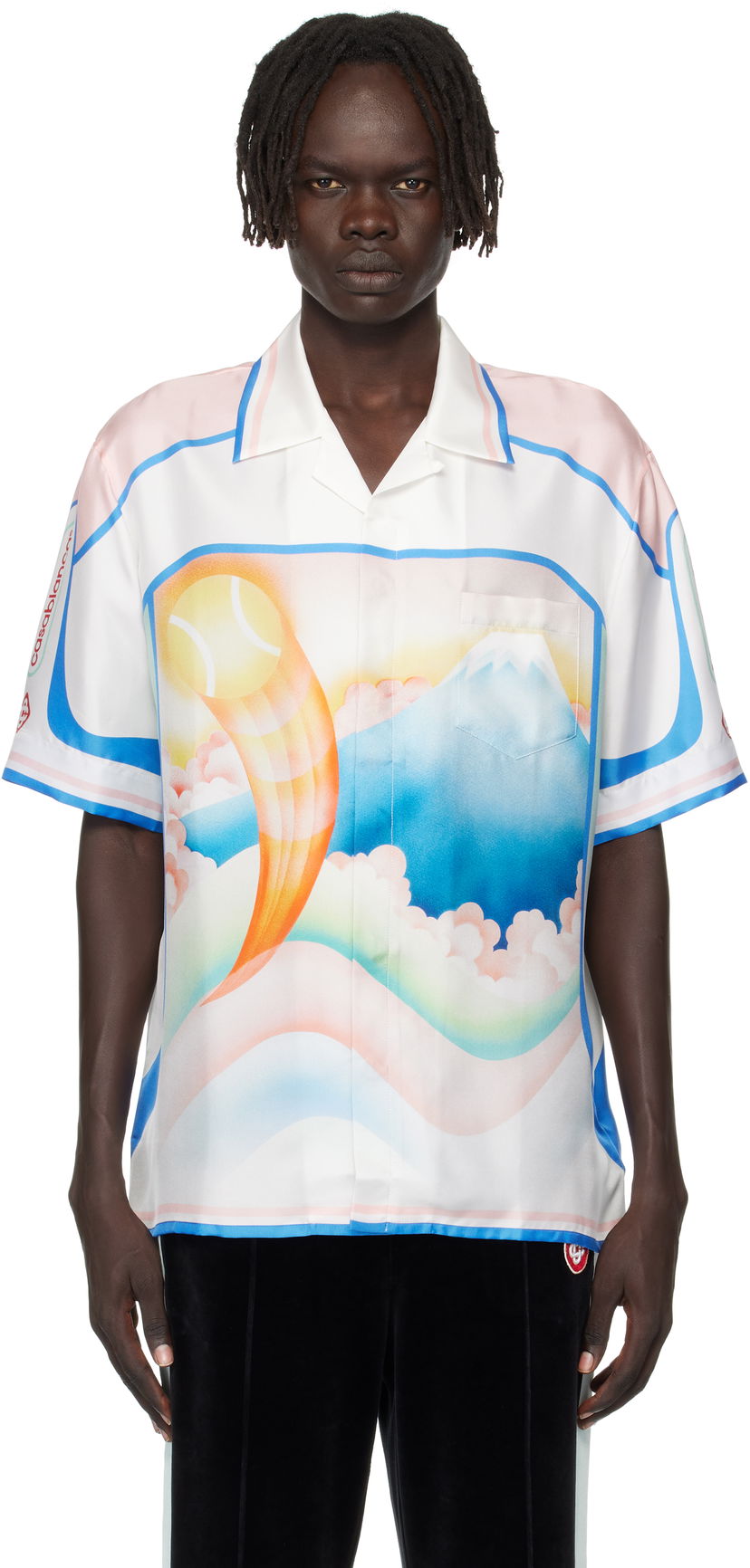 Сорочка Casablanca Casablanca Fuji Dream Silk Resort Shirt білий | MPF25-SH-003-03
