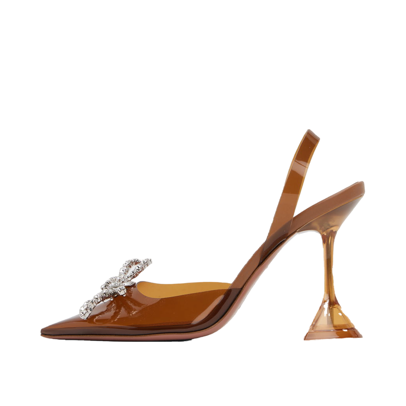 Кросівки та взуття Amina Muaddi Exclusive Rosie Slingback Heels with Crystal Embellishment Коричневий | ROSIE GLASS SLING CL PVC