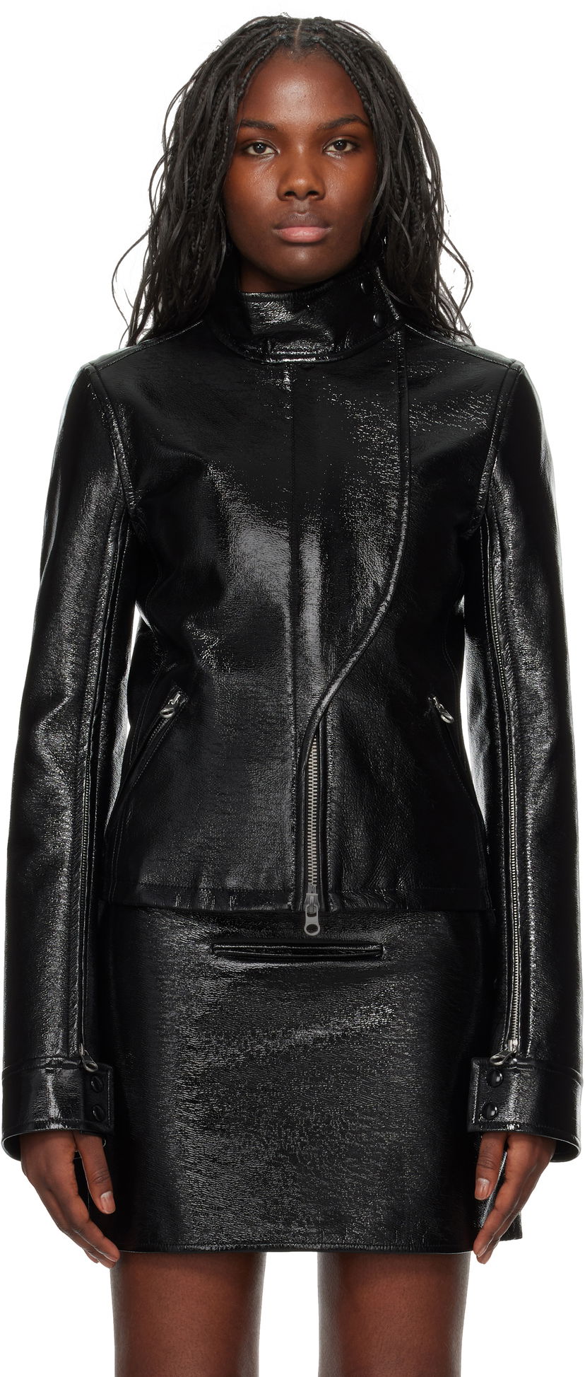 Куртка бомбер Courrèges Vinyl Motorcycle Jacket чорний | 424CBL212VY0014