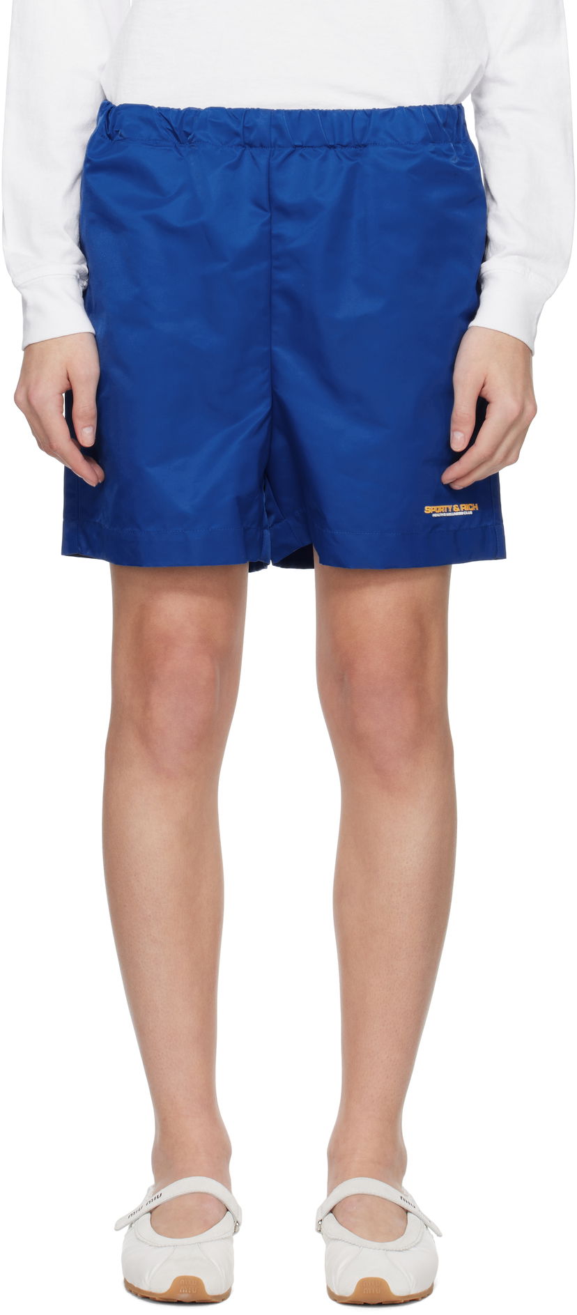 Шорти Sporty & Rich Sporty & Rich Bold Health Nylon Shorts Синій | SH032622324BL67