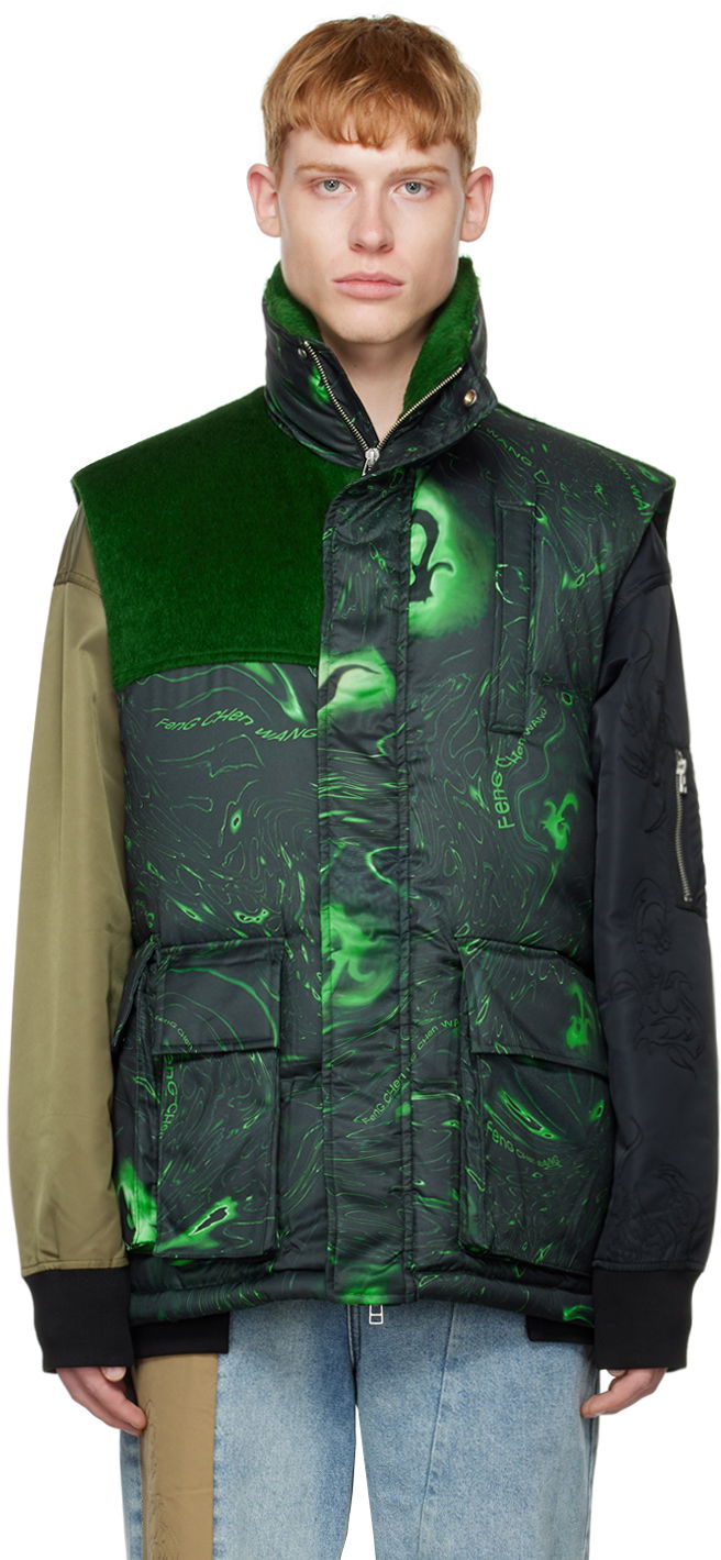 Жилет Feng Chen Wang Feng Chen Wang Graphic Down Vest Зелений | FUF14VS01