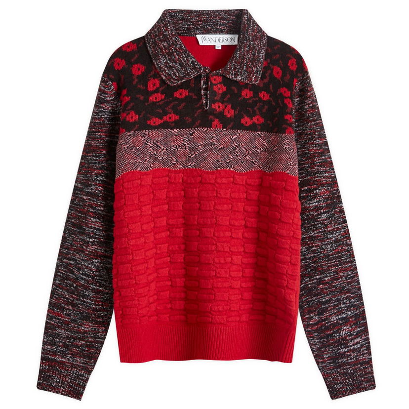 Cветр JW Anderson Multi Stitch Polo Червоний | KW1231-YN0357-417