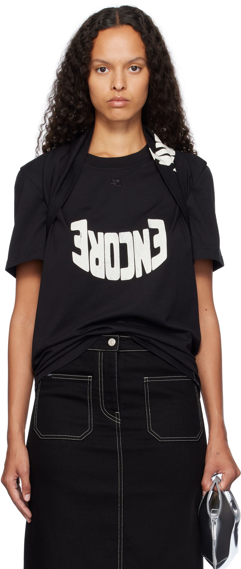 Футболка Courrèges Encore Print Cotton T-shirt чорний | 324JTO332JS0112
