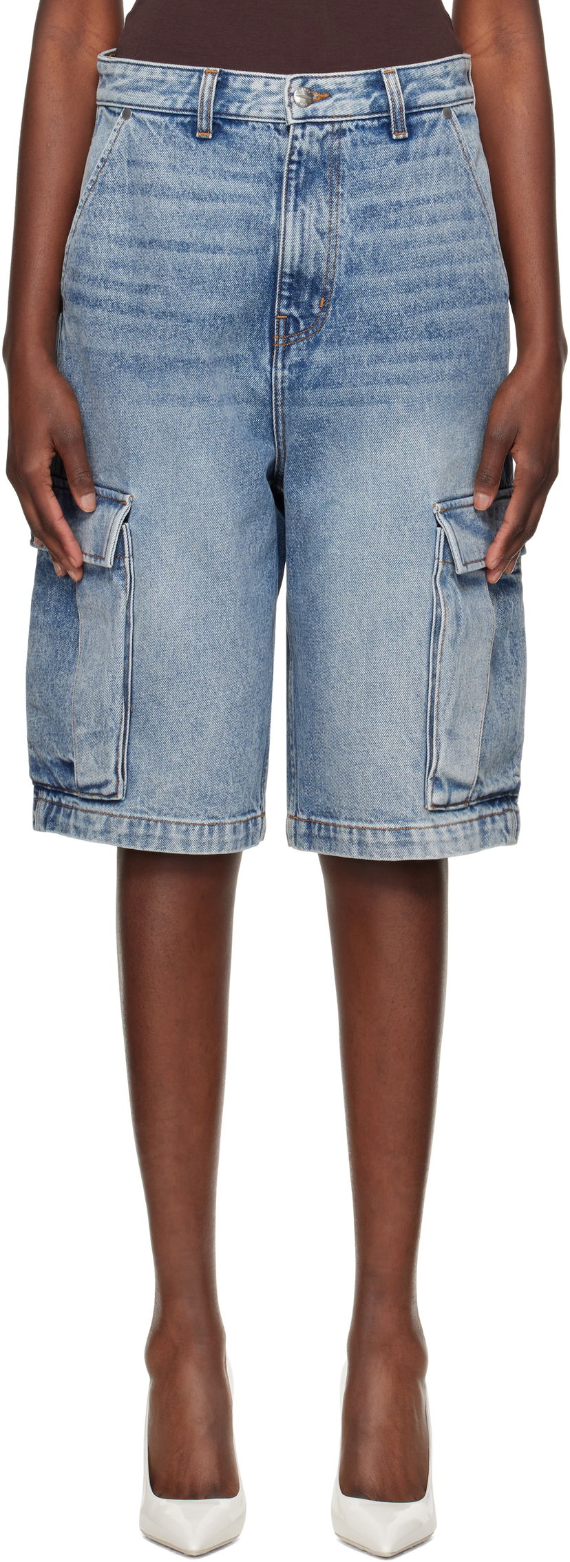 Шорти Rhude Rhude Baggy Denim Cargo Shorts Синій | RHPS25SH05012