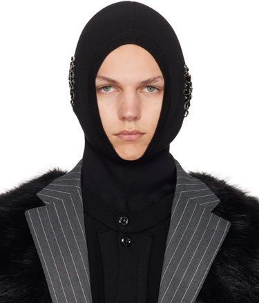 Шапка Simone Rocha Simone Rocha Merino Silk Knit Balaclava with Crystal Embellishments чорний | KMK5MB 0647, 0