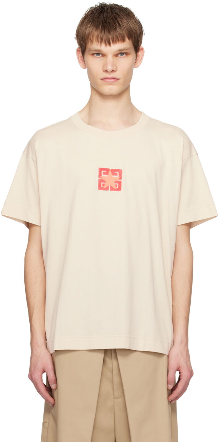 Футболка Givenchy 4G Stars T-Shirt бежевий | BM71JB3YLZ129