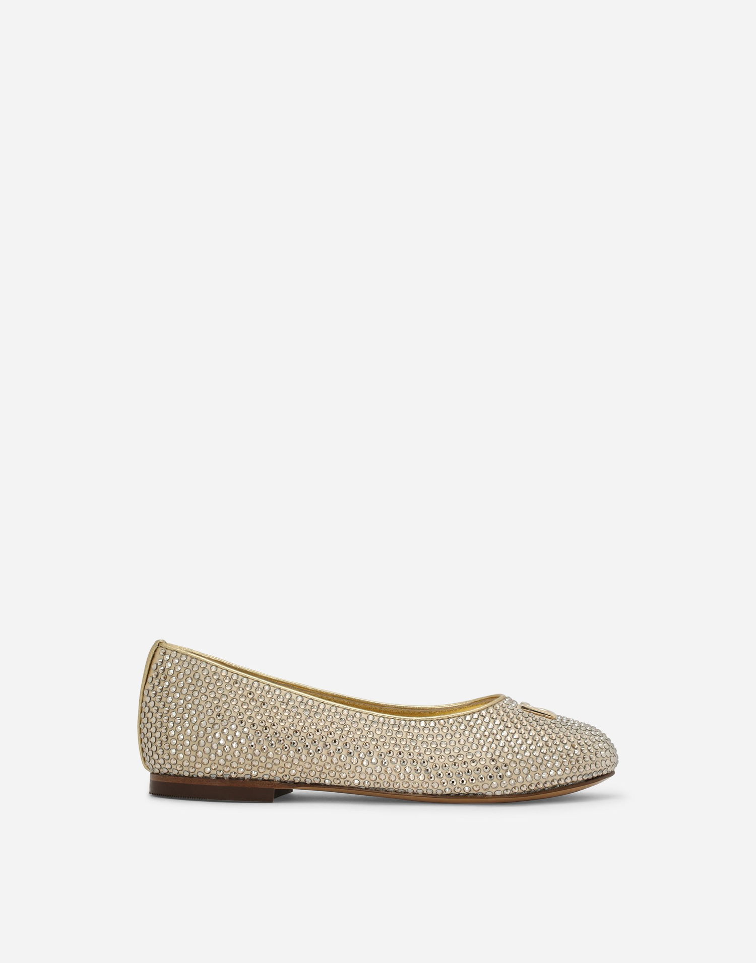 Кросівки та взуття Dolce & Gabbana Satin Dg Logo Ballet Flats With Fusible Rhinestones (24-38) Металік | D10510B9O8280997, 0