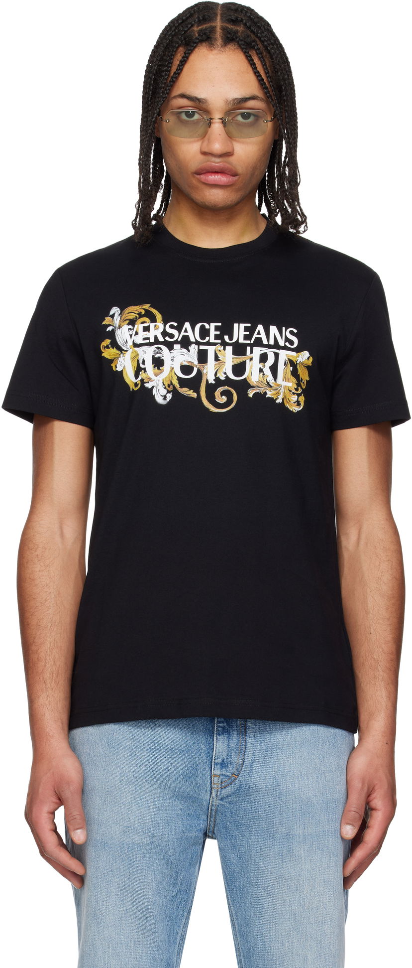 Футболка Versace Versace Jeans Couture Logo Baroque T-Shirt чорний | E78GAHC05_ECJ01C