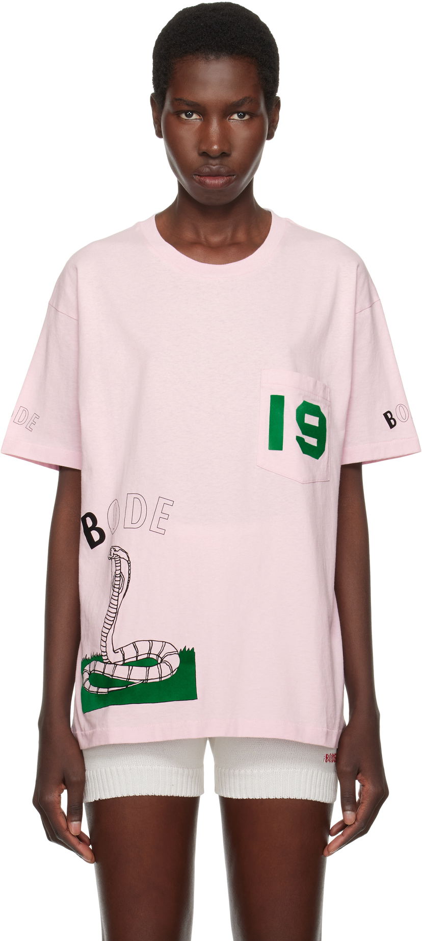 Футболка Bode Bode Cobra Graphic T-Shirt Рожевий | MRS25CS010