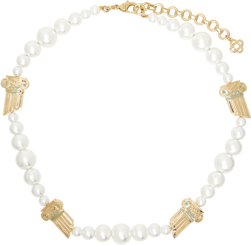 Кольє Casablanca Faux-Pearl Column Necklace with Gold Accents білий | APS25-JW-260-01