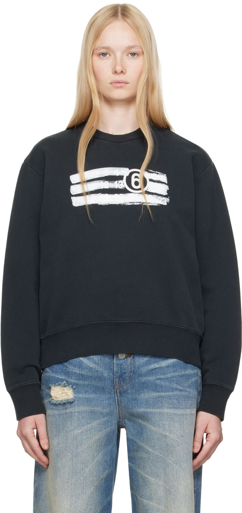 Cветр Maison Margiela MM6 Maison Margiela Unbrushed Jersey Sweatshirt чорний | S62GU0139 M25004