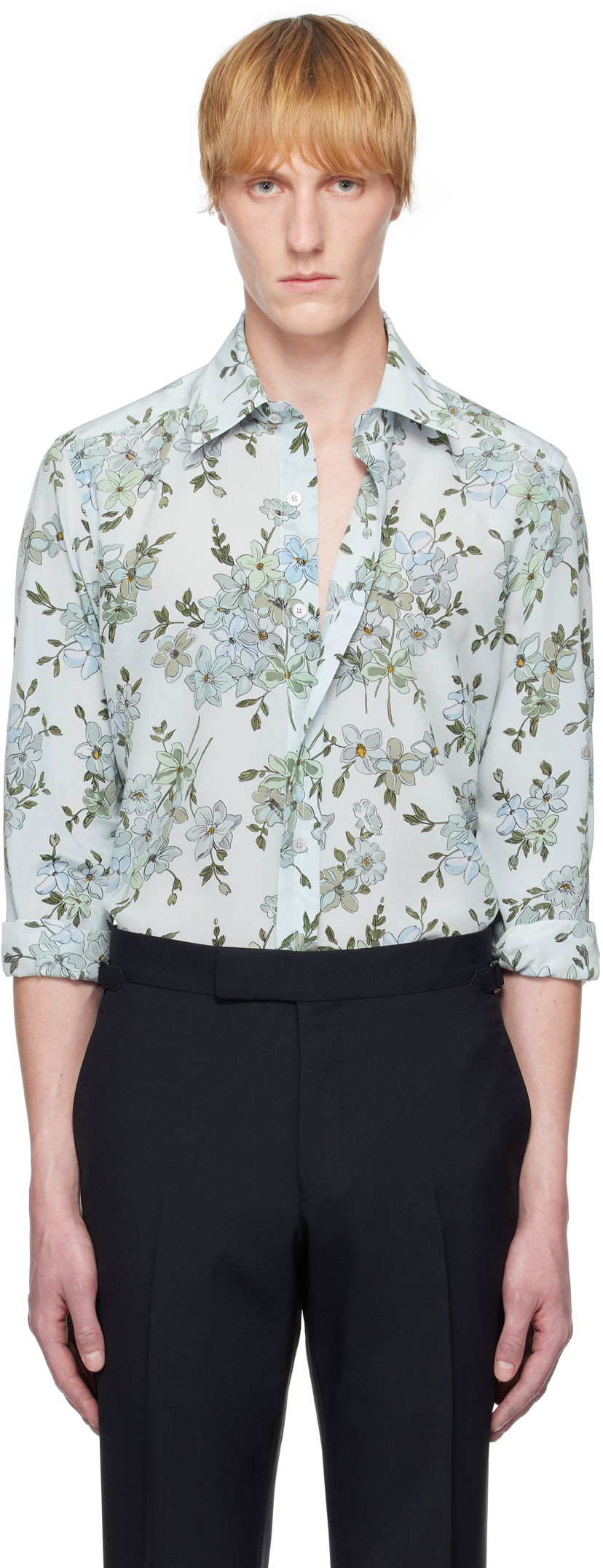 Сорочка Tom Ford TOM FORD Saint Tropez Floral Slim Fit Shirt Синій | HSG001-FMS057S25