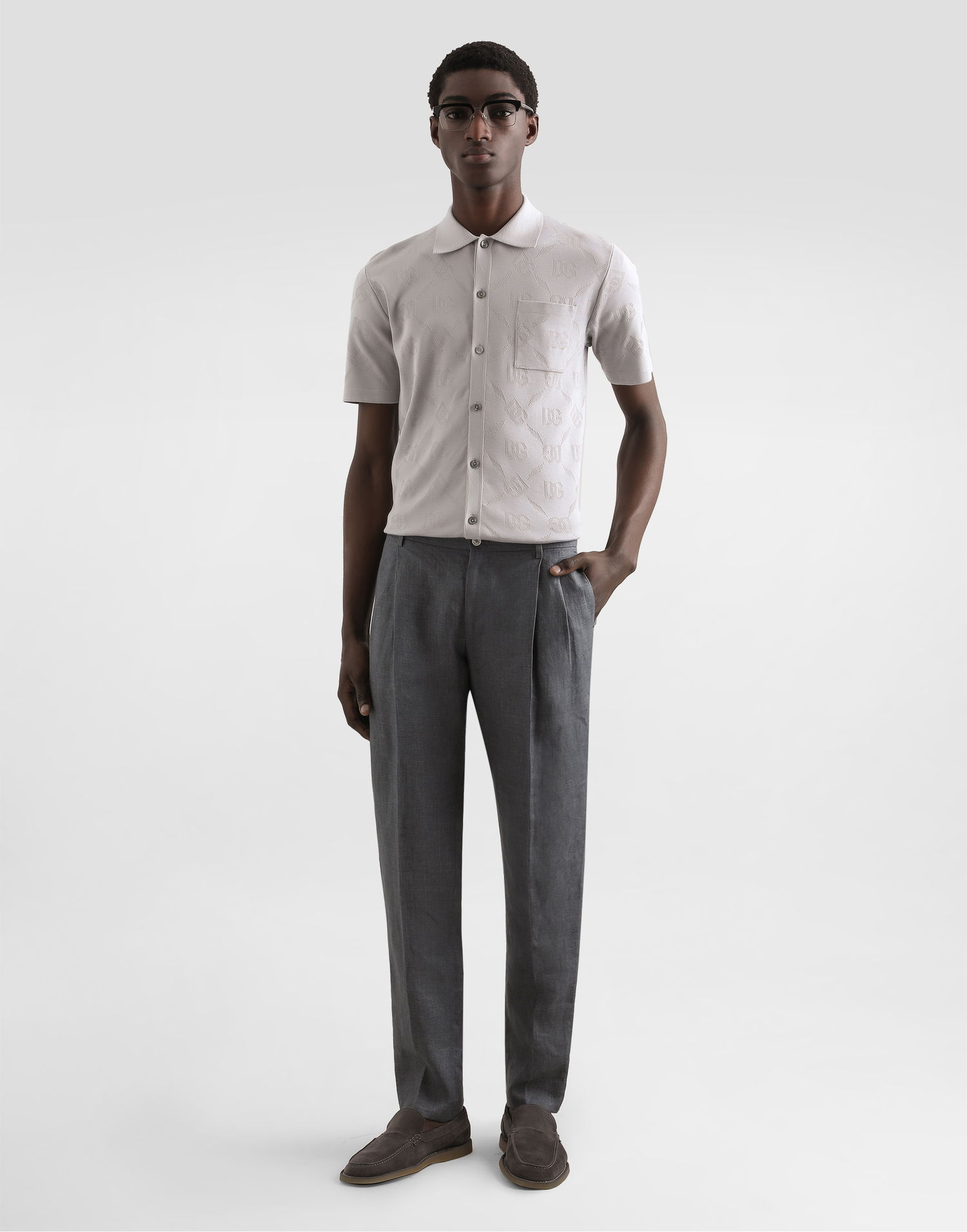 Штани Dolce & Gabbana Dolce & Gabbana Washed Linen Canvas Trousers Сірий | GP06JTFU4MFN0701, 1