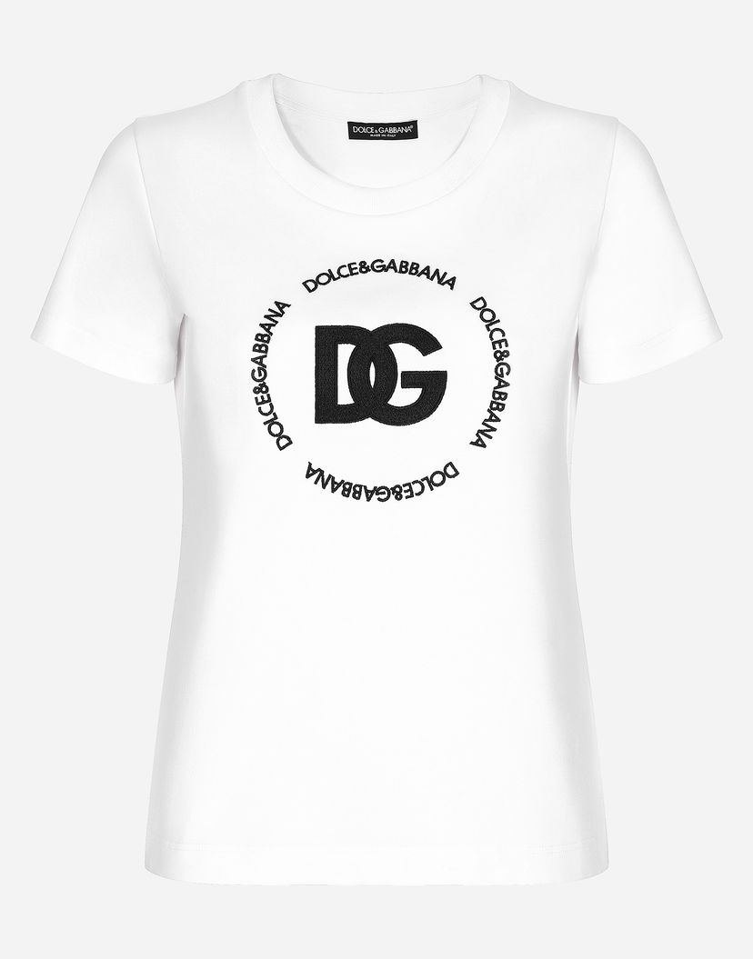 Футболка Dolce & Gabbana Jersey T-shirt With Dg Logo білий | F8T00ZGDB5UW0800