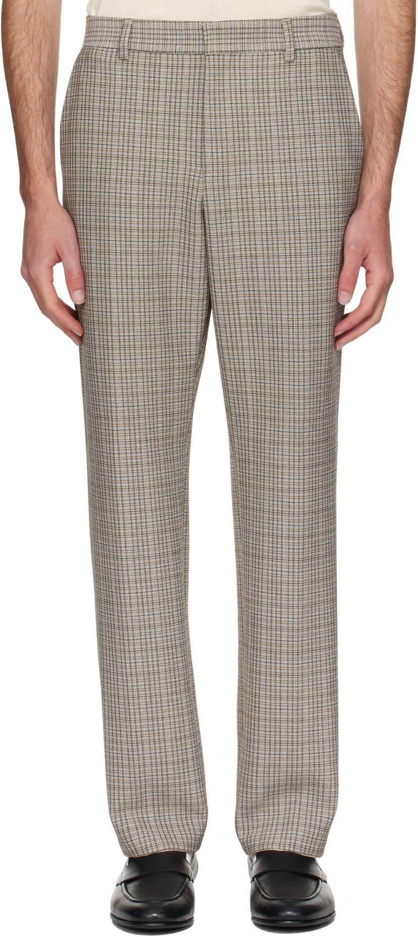 Штани BOSS BOSS Relaxed-Fit Checked Stretch Trousers Коричневий | 50546061