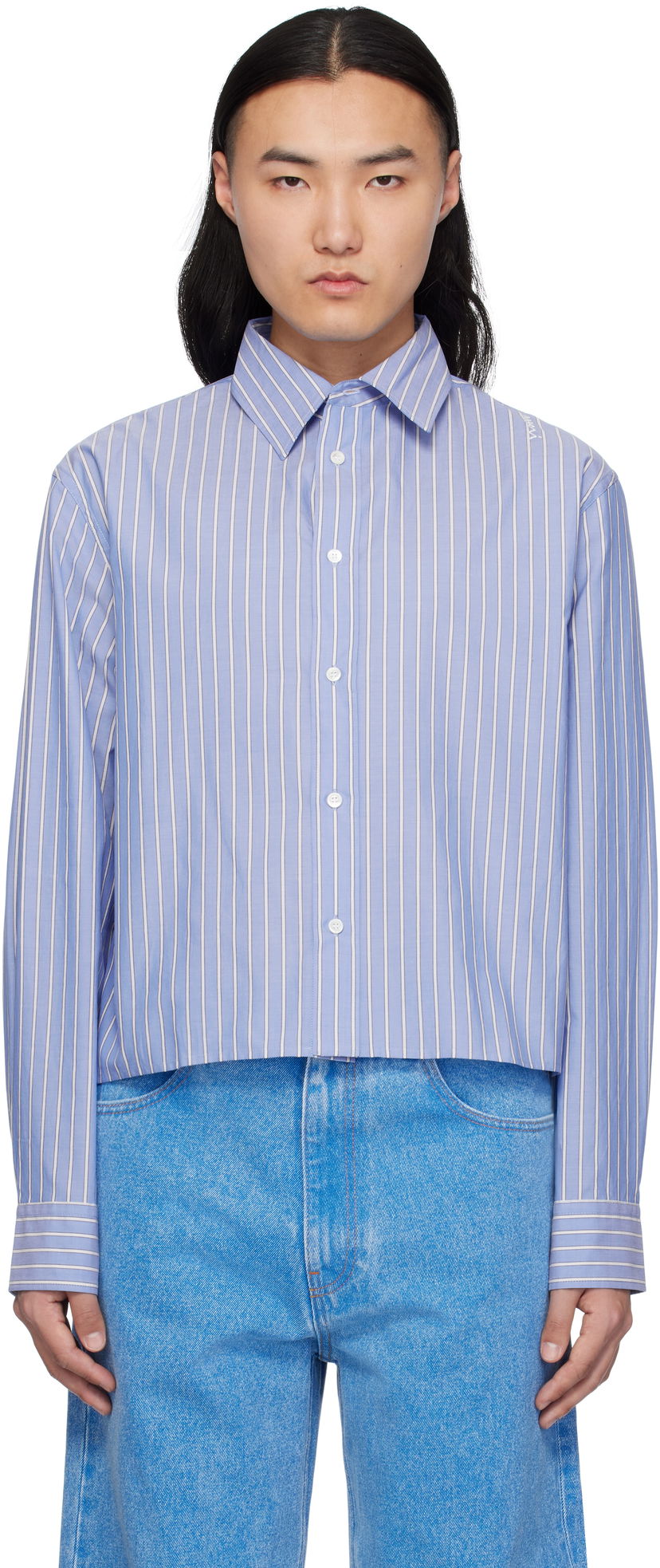 Сорочка Marni Marni Poplin Stripe Cropped Shirt Синій | CUMU0337S0 UTC455
