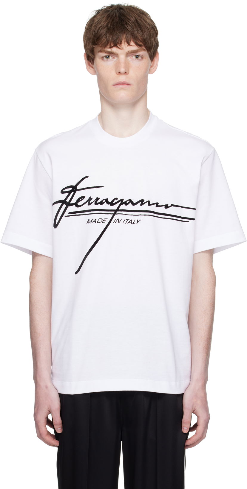 Футболка FERRAGAMO Ferragamo Signature Crew Neck T-Shirt білий | 786470
