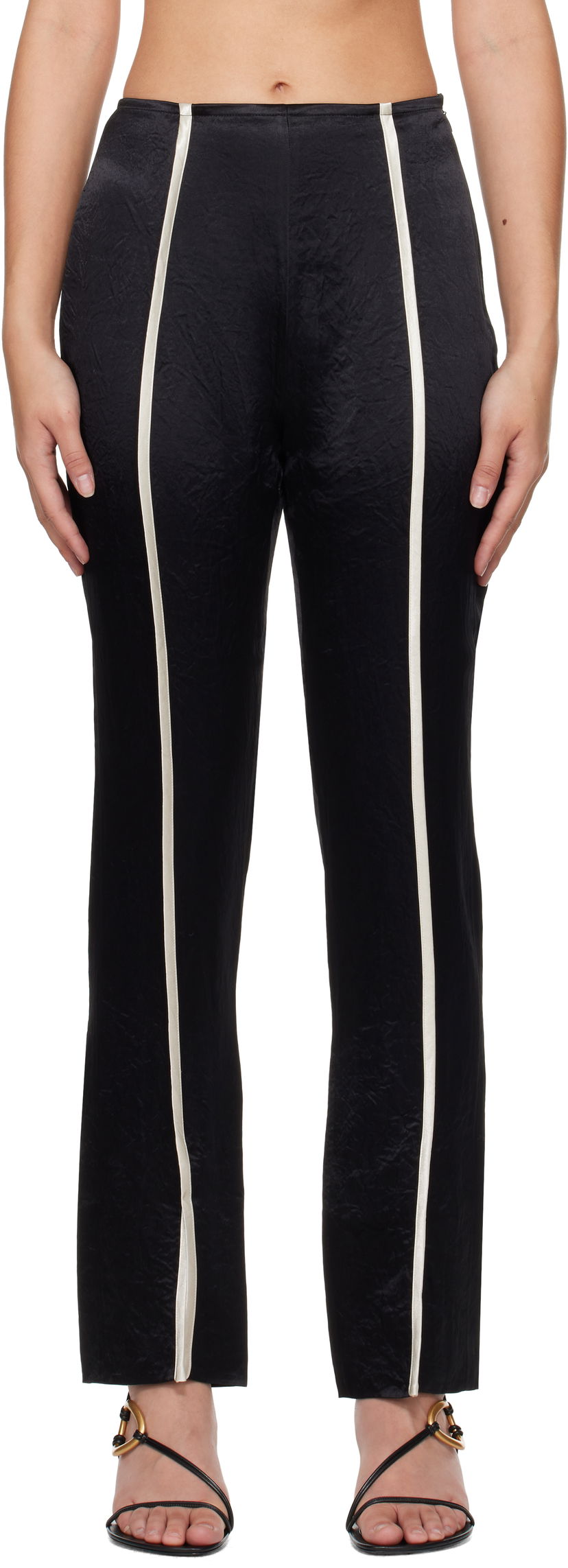 Штани Nanushka Formal Straight Leg Side Stripe Trousers чорний | NW24FWPA34199