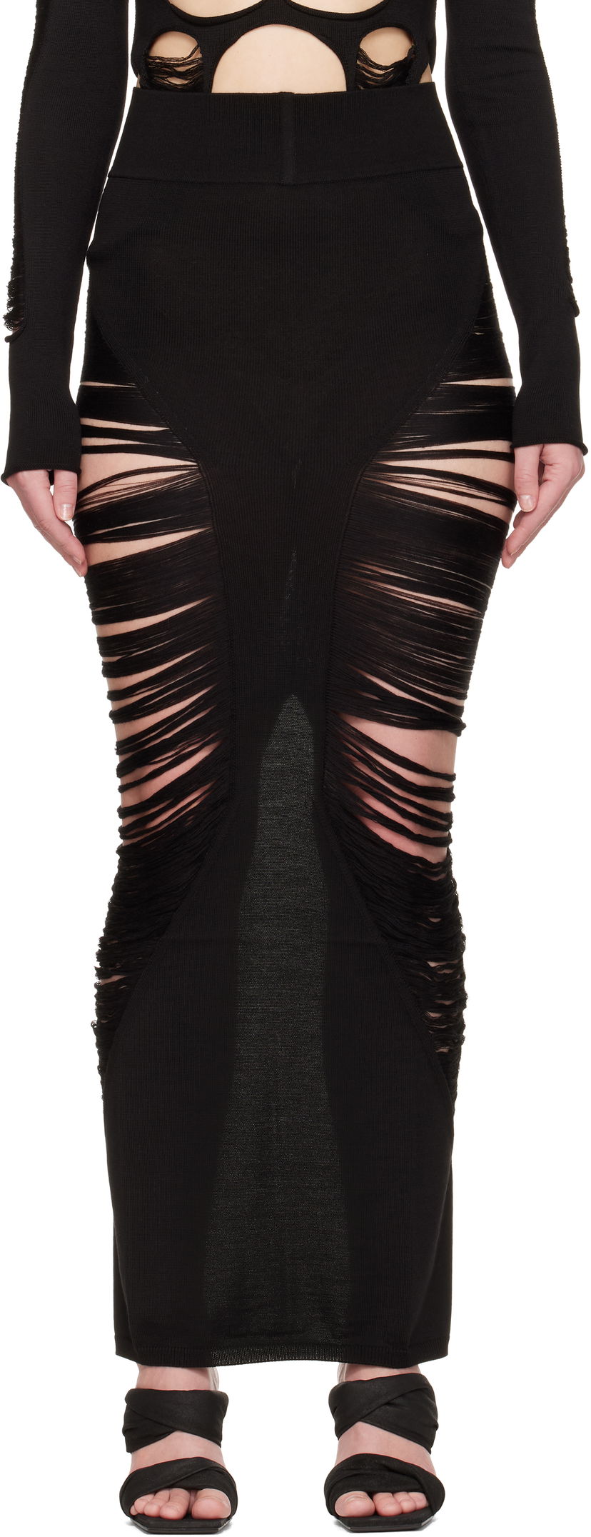 Спідниця Rick Owens Rick Owens Hollywood Pillar Maxi Skirt чорний | RO01E7679 KGRIDM