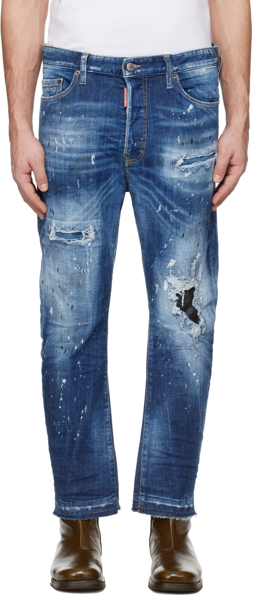 Джинси DSQUARED2 Dsquared2 Medium Ripped Wash Bro Jeans Синій | S74LB1634_S30872