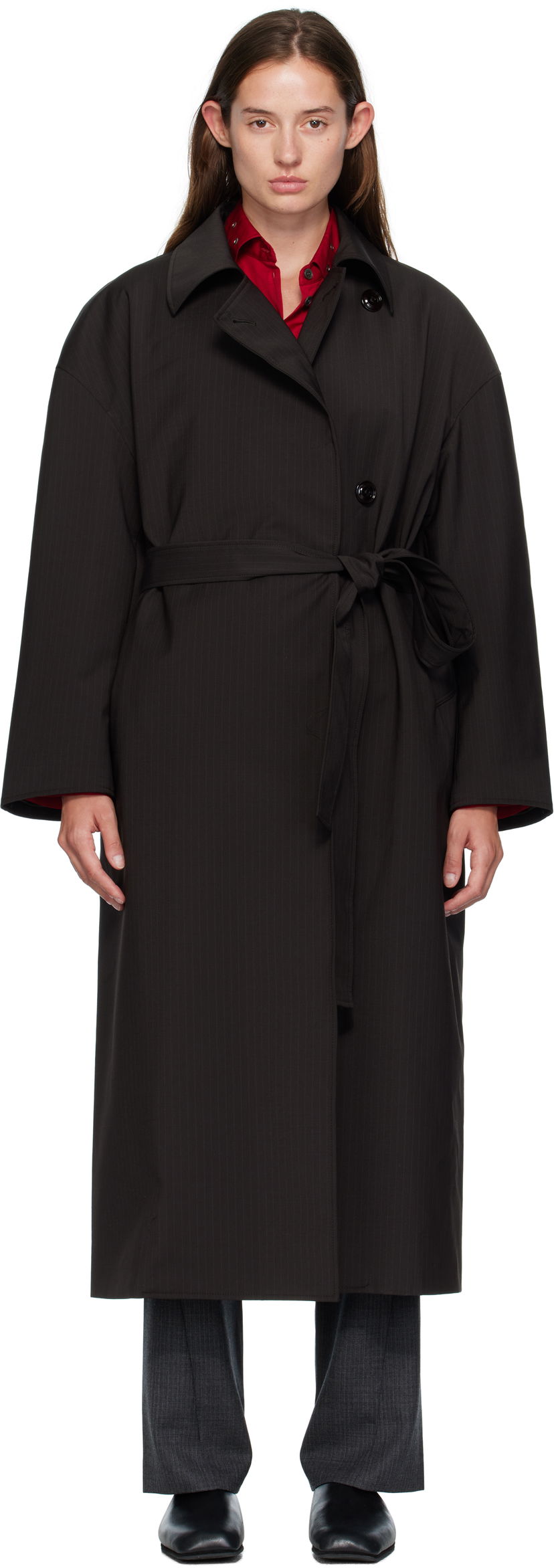 Пальто OUR LEGACY OUR LEGACY Pinstripe Court Coat чорний | W4251CC