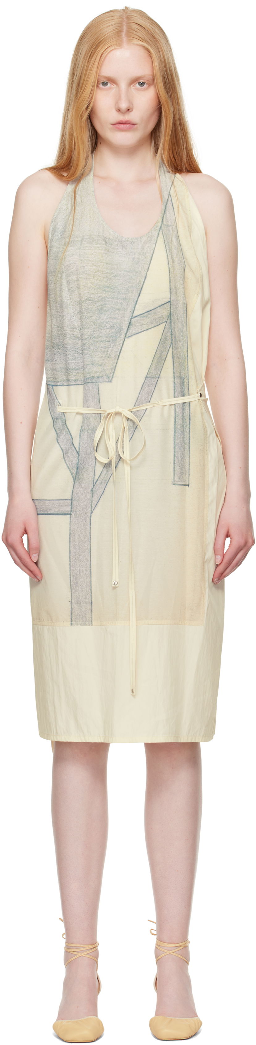 плаття LEMAIRE Lemaire Philippe Weisbecker Apron Midi Dress Жовтий | DR1103 LF1414