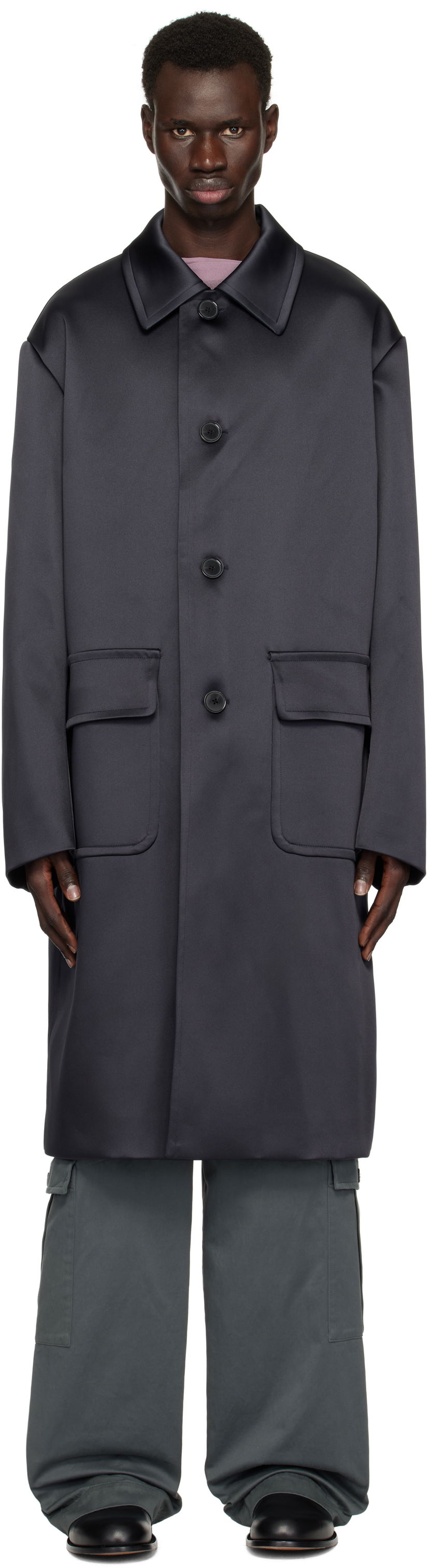 Пальто Dries Van Noten Dries Van Noten Loose Fit Mac Coat темно-синій | 251-020210-1061