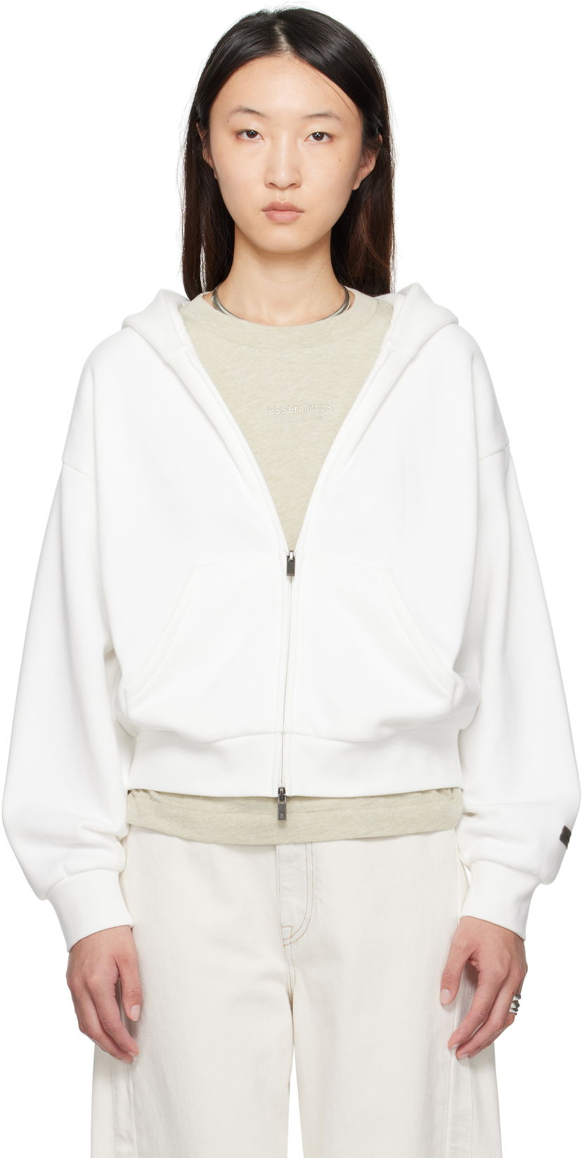 Світшоти Fear of God Fear of God ESSENTIALS Classic Fit Zip-Up Hoodie білий | 192SP255094FW