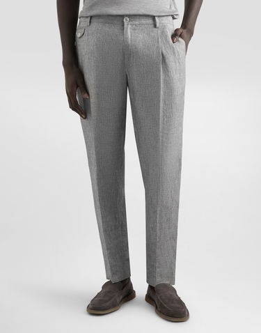 Штани Dolce & Gabbana Dolce & Gabbana Washed Linen Canvas Cropped Trousers Сірий | GV4EETFU4MFS8290, 1