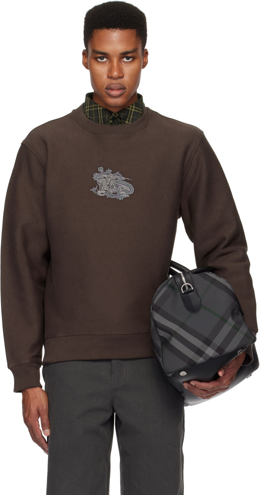 Світшоти Burberry Cotton Blend Sweatshirt with Equestrian Knight Embroidery Коричневий | 8099546
