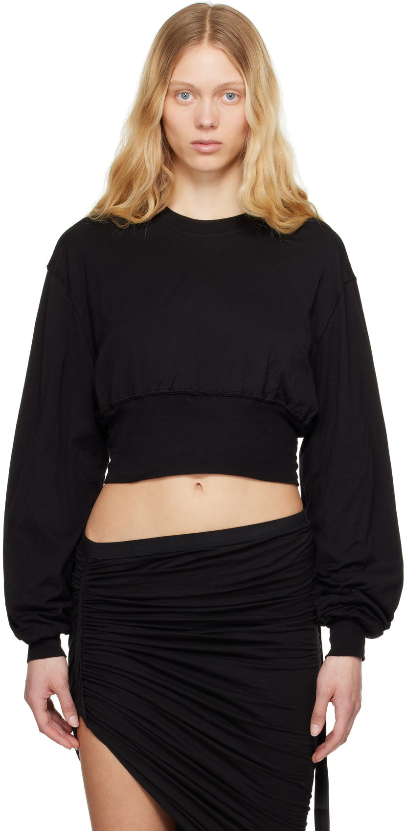 Cветр Rick Owens Rick Owens DRKSHDW Hollywood Tatlin Cropped Sweatshirt чорний | DS01E3225 BHDB