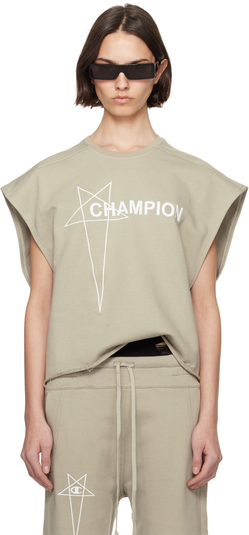 Безрукавка Rick Owens Rick Owens Champion Edition Micro Tatlin Tank Top бежевий | CW01E1666 CHFE