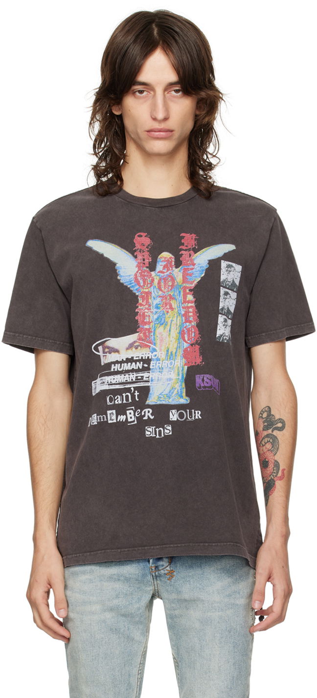 Футболка Ksubi Brown Crewneck Sinners Kash T-Shirt чорний | MPF24TE001