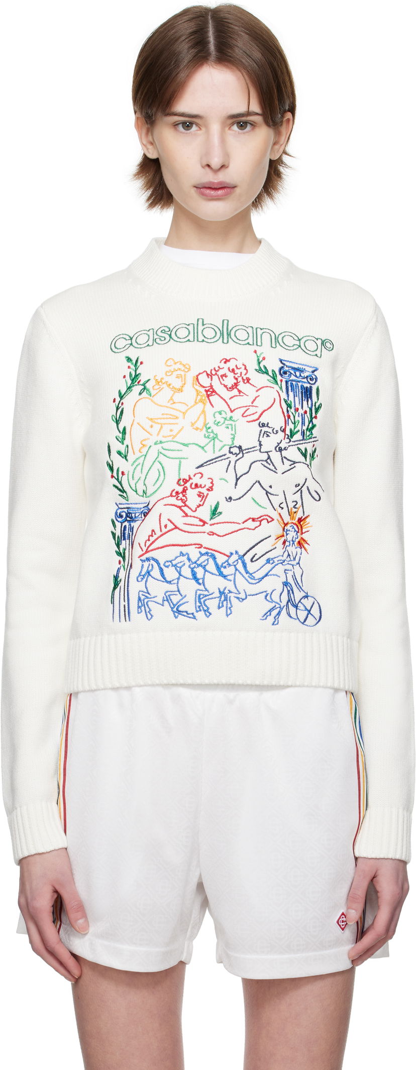 Cветр Casablanca Casablanca Embroidered Sweater білий | WPS25-KW-860-01