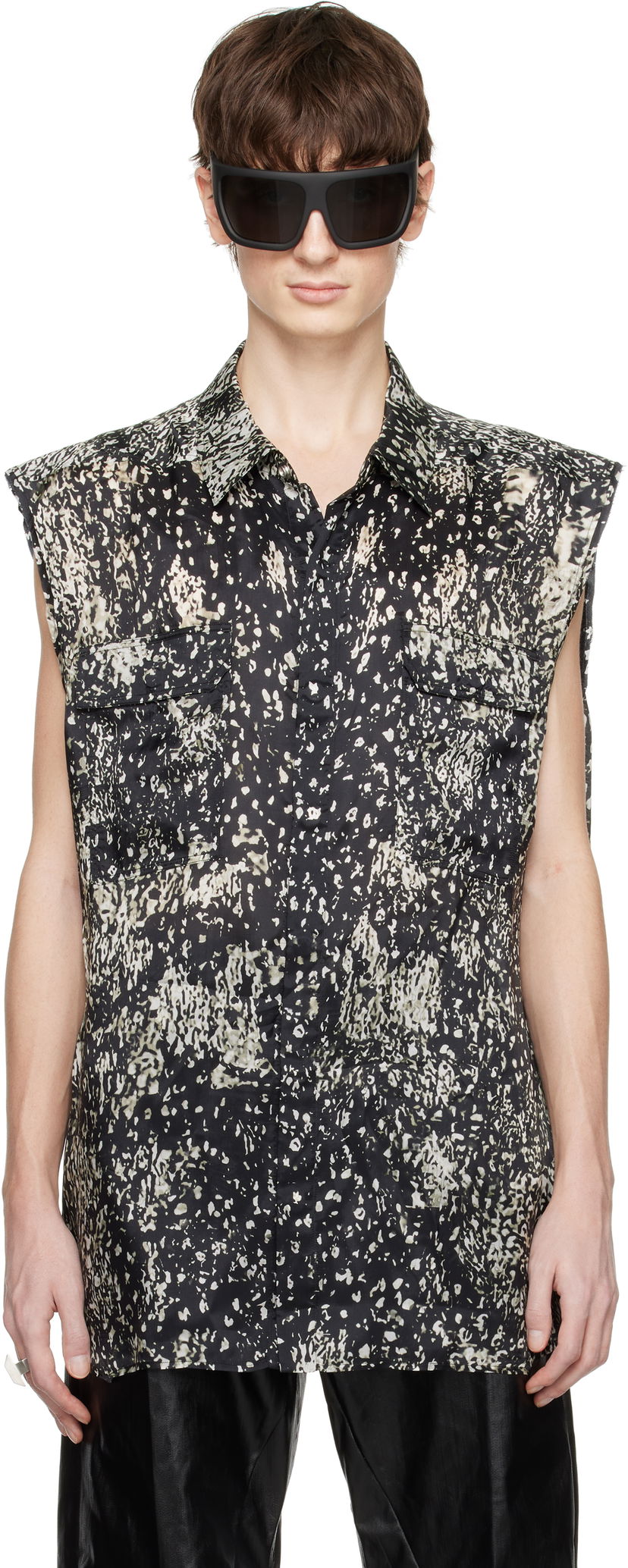 Сорочка Rick Owens Rick Owens Hollywood Jumbo Sleeveless Overshirt чорний | RU01E5239 JP1