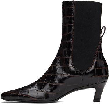 Одяг TOTEME TOTEME 'The Mid Heel' Croc-Embossed Leather Ankle Boots Коричневий | 231-907-847, 2