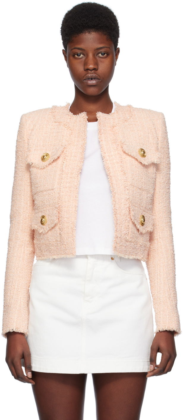 Куртка Balmain Collarless Jacket Рожевий | CF1SK595XF91