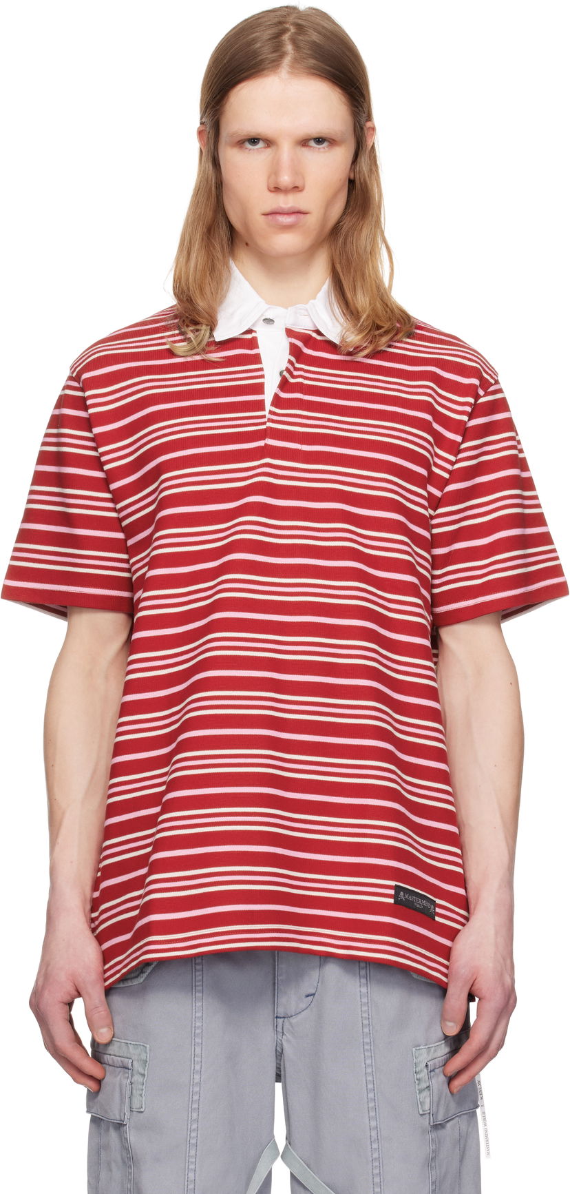 Сорочка поло Mastermind WORLD MASTERMIND WORLD Short Sleeve Striped Rugby Polo Червоний | MW25S14-TS014-019