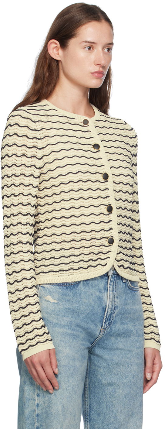 Cветр rag & bone rag & bone Elisa Wavy Knit Cardigan бежевий | WAS24F068UG68, 1
