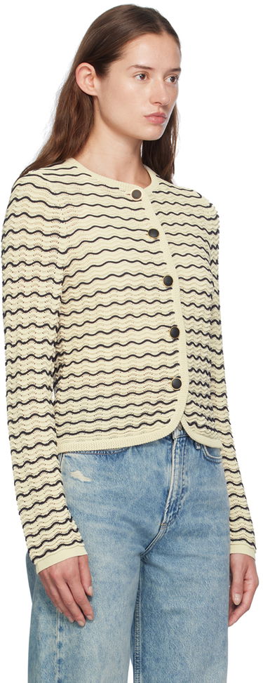 Cветр rag & bone rag & bone Elisa Wavy Knit Cardigan бежевий | WAS24F068UG68, 1