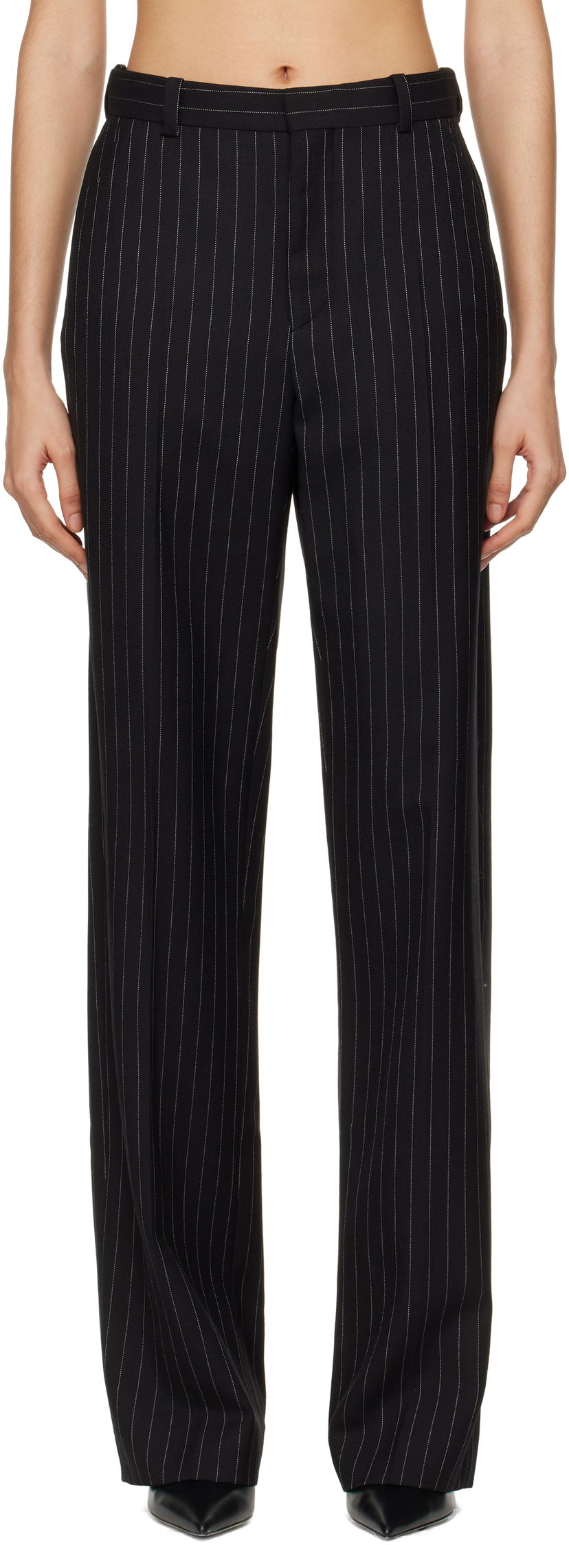 Штани WARDROBE.NYC Straight Leg Pinstripe Trousers чорний | W2214F24PS