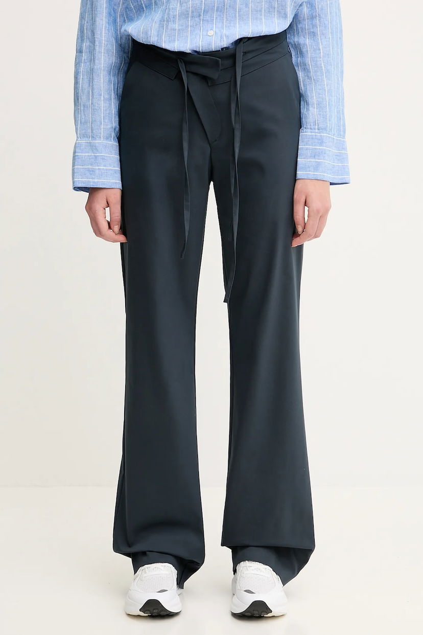 Штани Ottolinger Ottolinger Double Fold High Waist Flare Pants темно-синій | 123.201723.01