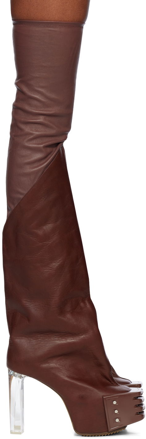 Одяг Rick Owens Rick Owens Rhino Grilled Kiss Platform Boots Коричневий | RP02D3841 LSGEG0
