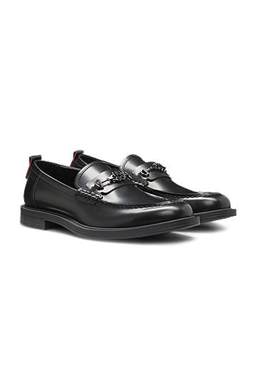 Одяг та аксесуари BOSS Stacked-Logo Bit Leather Loafers чорний | 50548574