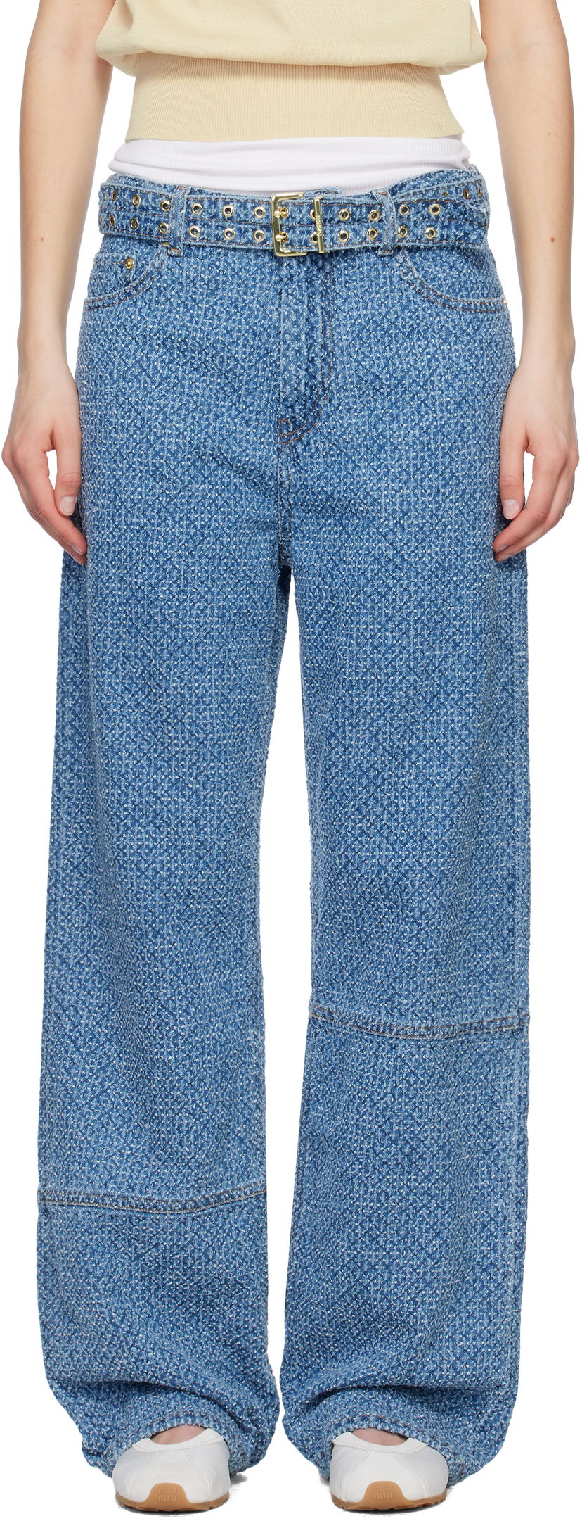 Джинси GANNI GANNI Izey Fluffy Belt Jeans Синій | J1721