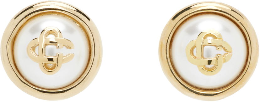 Сережки Casablanca Casablanca Pearl Logo Stud Earrings білий | APF25-JW-094-01