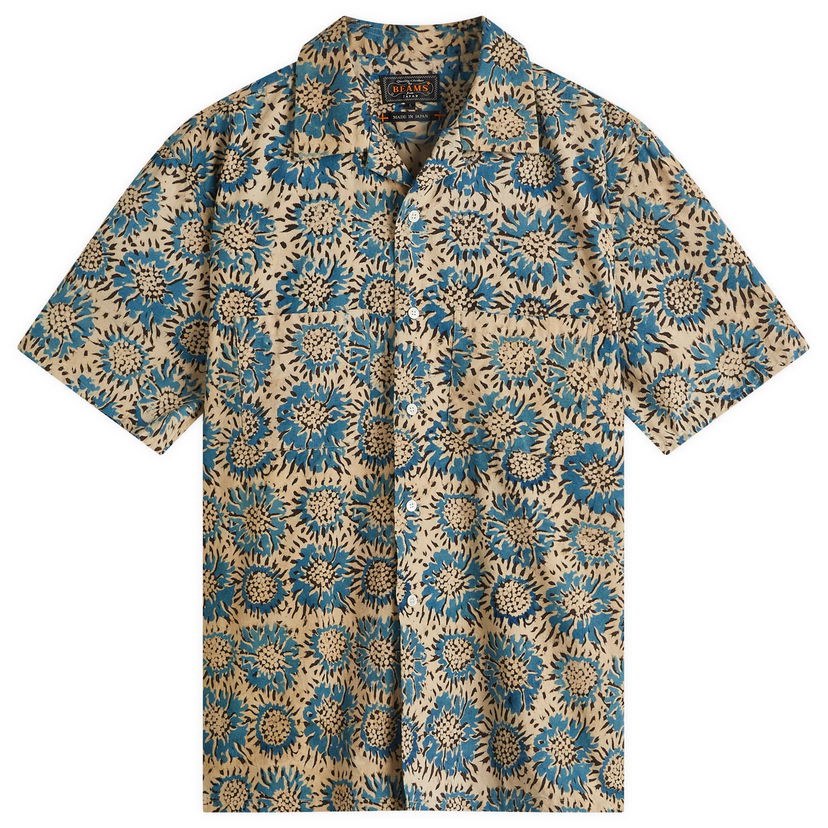 Сорочка BEAMS Beams Plus Open Collar Block Print Sunflower Shirt, Size Medium бежевий | 3801-0167-139-75
