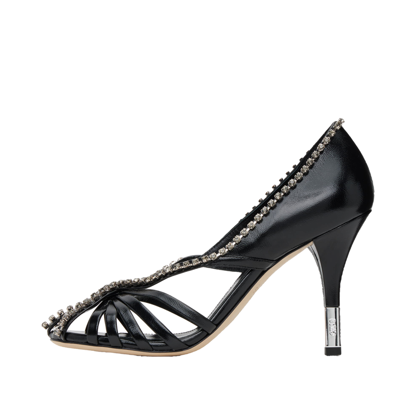 Кросівки та взуття CHLOÉ Chloé Leonie Crystal-Embellished Slingback Heels чорний | CHC25S07LPP