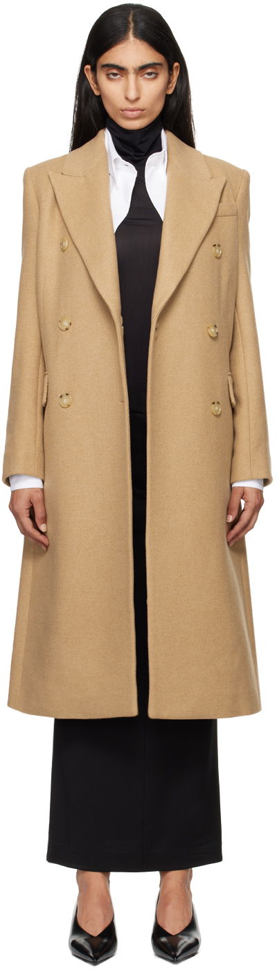 Пальто BOSS Long-Length Twill Coat бежевий | 50524975